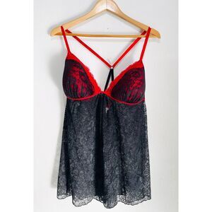 Secret Treasures lingerie chemise sleepwear black lace sheer nightgown women 2X